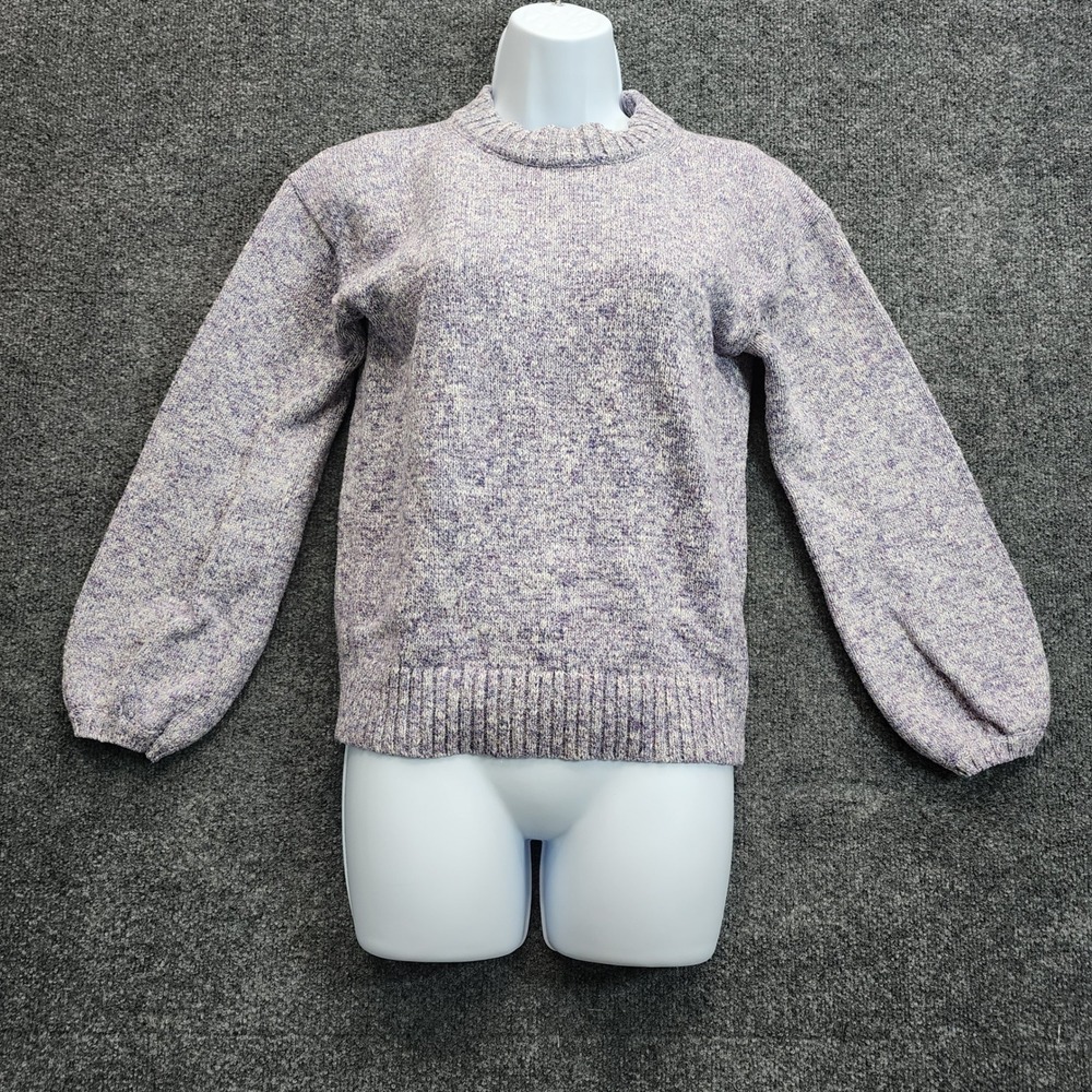 J.Crew Women's Purple Marled Cotton Linen Crewneck Sweater Coastal Cottagecore S